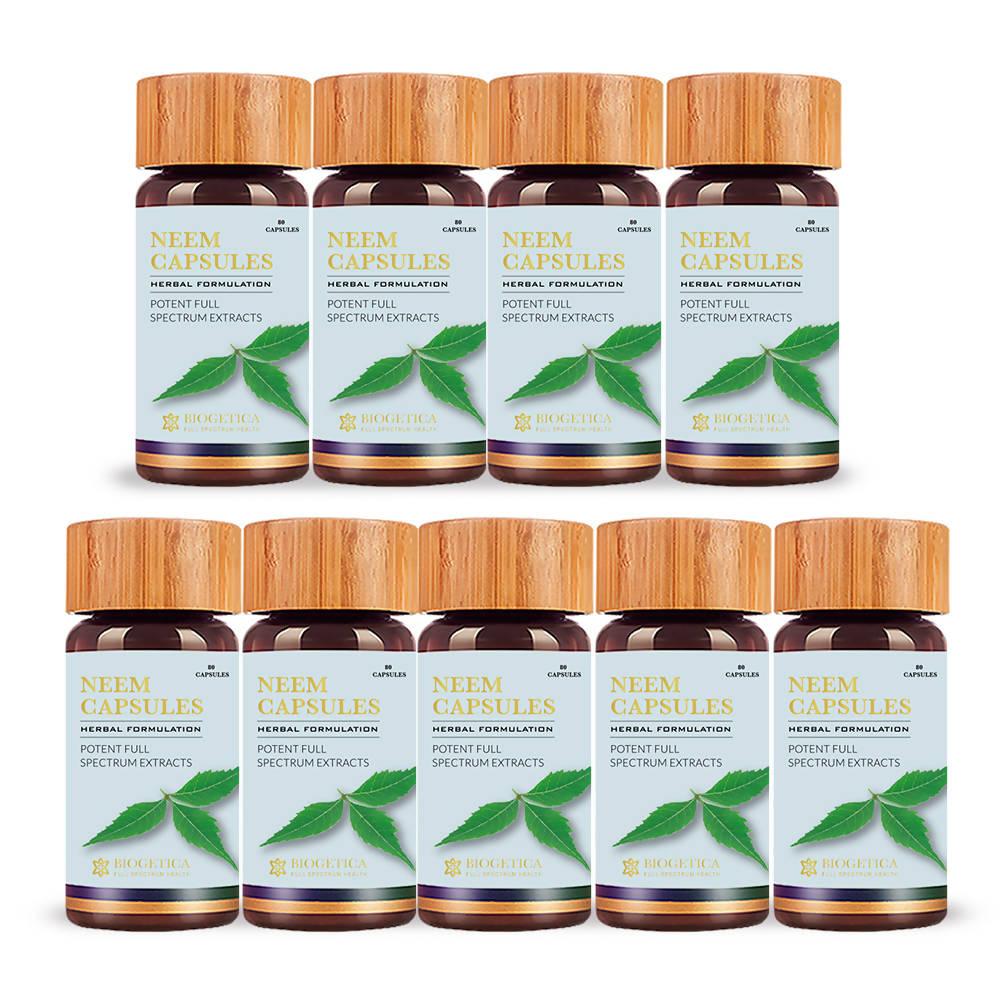 Biogetica Neem Capsules (Detox, anti-fungal and anti-bacterial properties) - Distacart