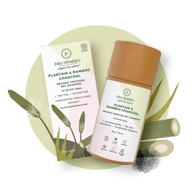 Juicy Chemistry Plantain, Bamboo & Charcoal Organic Dry Shampoo - Distacart