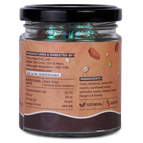 Millet Amma Nutrabite (Nuts & Seeds Energy Bar) Ingredients