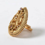 Thumbnail for Mominos Fashion Joharkamal Gold-Plated Stone Studded Adjustable Finger Ring - Design 07 - Distacart