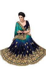 Thumbnail for Sarvadarshi Fashion Women's Blue Barfi Silk Heavy lace Embroidery work Saree With blouse piece