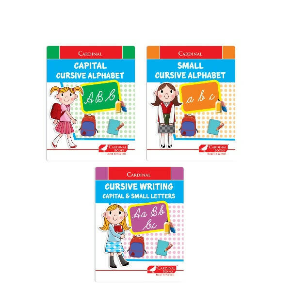 Cardinal Cursive Alphabet Capital and Small Letter Writing Practice Books for Kids| Set of 3|Kindergarten Book for Kids Ages 3-7 Years - Distacart