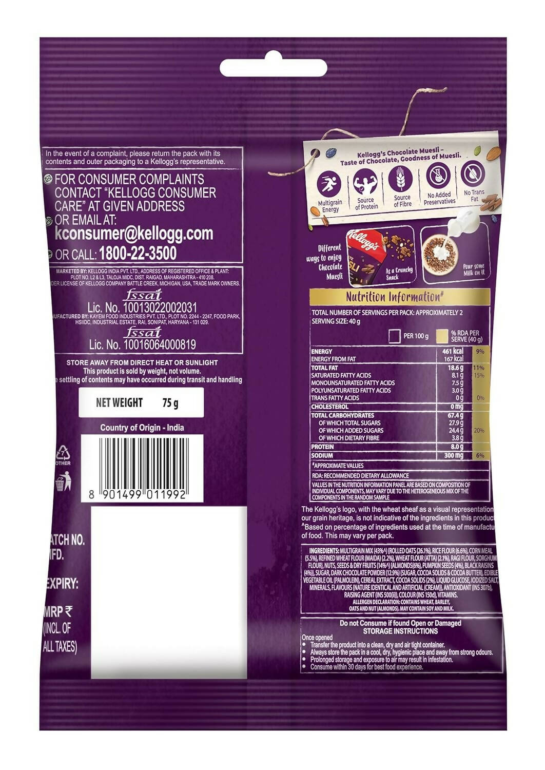 New Kellogg's Chocolate Muesli 57% Multigrain, Fruit, Nut & Seeds - Distacart