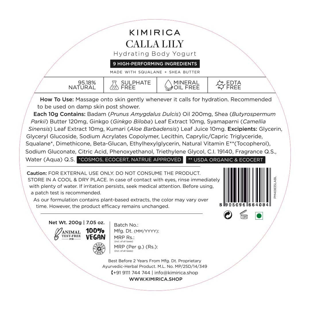 Kimirica Calla Lily Body Yogurt - Distacart
