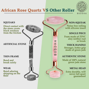 Buddha Natural M African Rose Quartz Face Roller - Helps To Reduce Puffiness Massager - Distacart