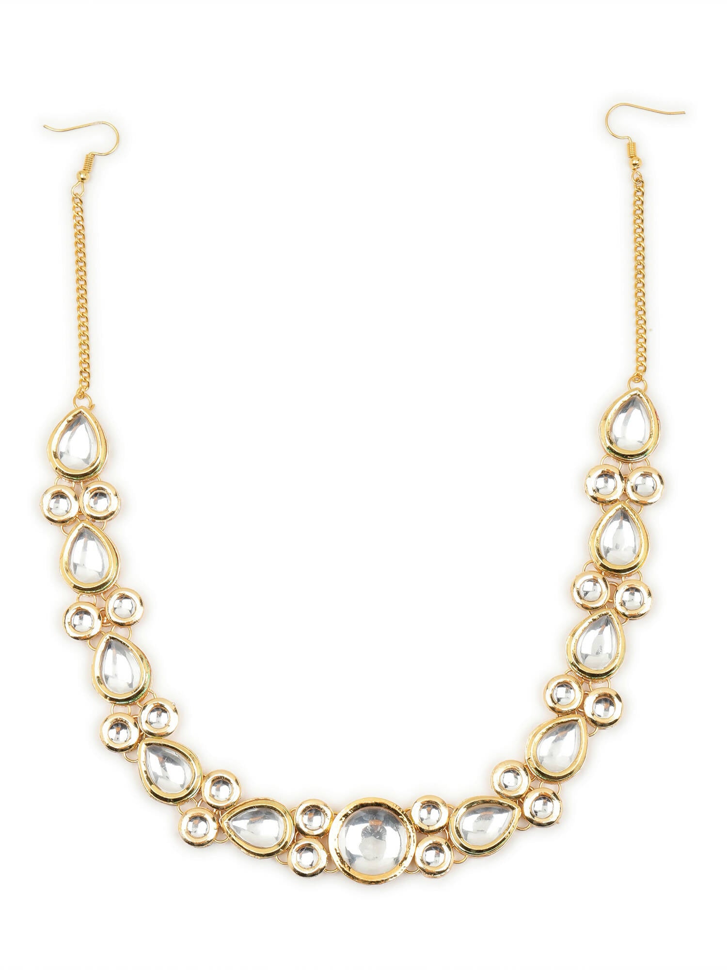Gold-Plated White Kundan-Studded Hair Band - Ruby Raang - Distacart