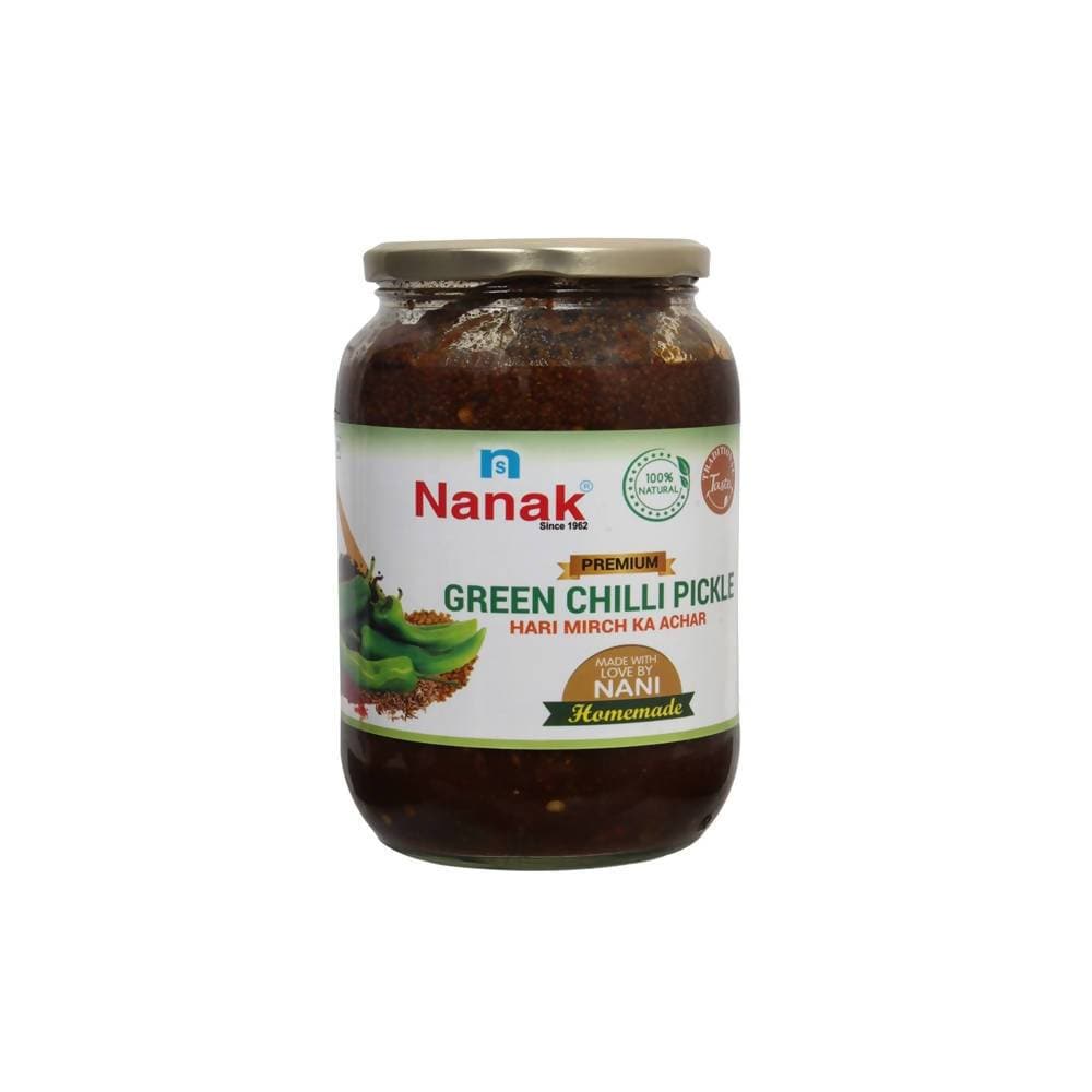 Nanak Homemade Green Chilli Pickle,1Kg-[Less Oil & Salt] - Distacart