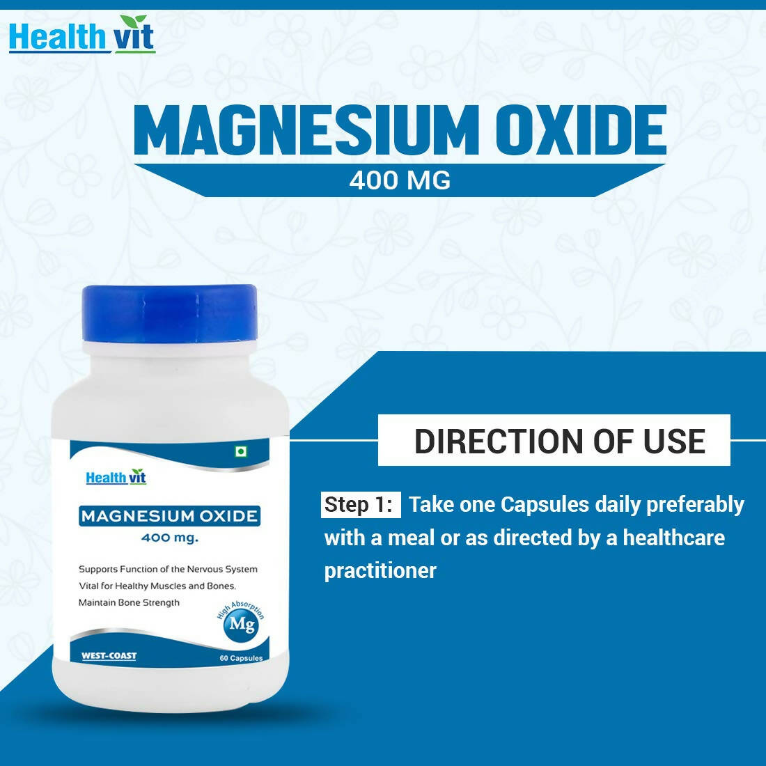 Healthvit Magnesium Oxide 400mg Capsules - Distacart