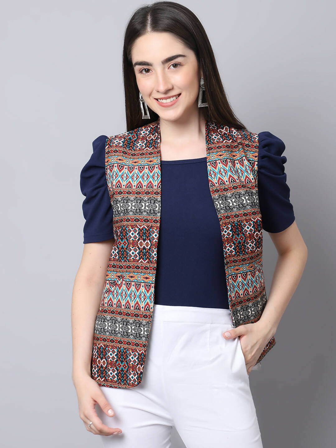 Even Apparels Brown 100% Viscose Rayon Open Front Gillet - Distacart