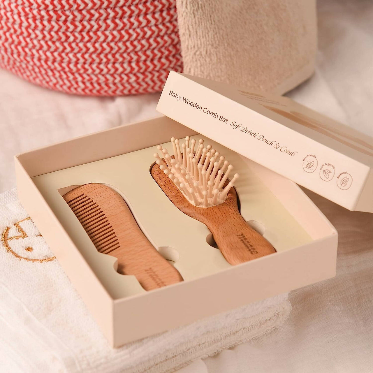 Maate Baby Wooden Comb Set | Beechwood Comb and Hair Brush - Distacart