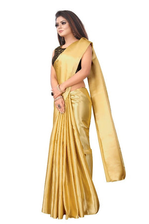 Golden Satin Designer Saree (PAVITRA GOLD)	