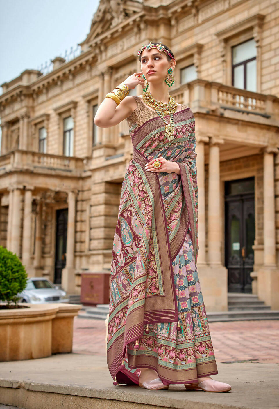 Spicy Mix Maroon Superior V.P.Silk Woven Printed Patola Silk Saree - Rewaa Milano - Distacart