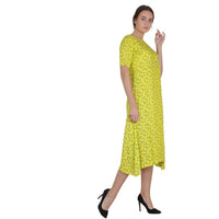 Thumbnail for Kanoor Women's Yellow rayon A-line kurti