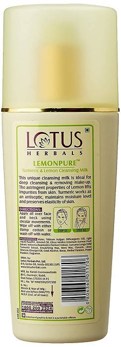 Lotus Herbals Lemonpure Turmeric And Lemon Cleansing Milk - Distacart