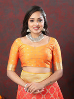 Thumbnail for Lorenvalley Fashion Red & Yellow Patola Silk Woven Design Meenakari Weaving Saree - Distacart