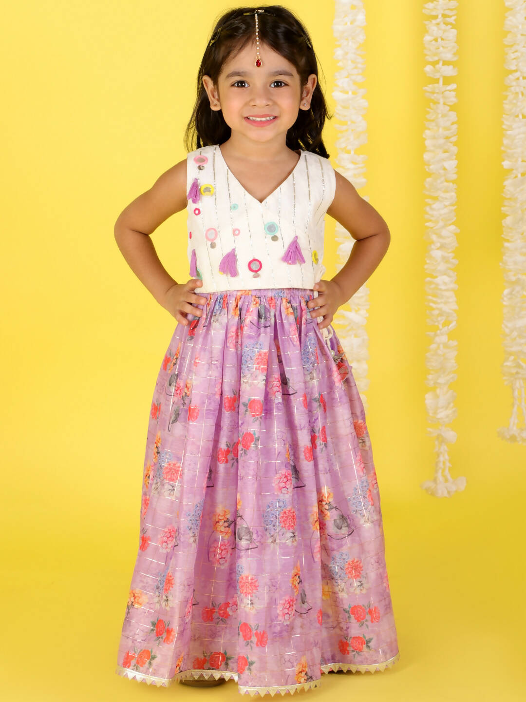 Lil Drama Girls Ghaghra Choli Set - Purple - Distacart