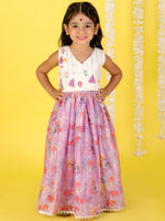 Thumbnail for Lil Drama Girls Ghaghra Choli Set - Purple - Distacart