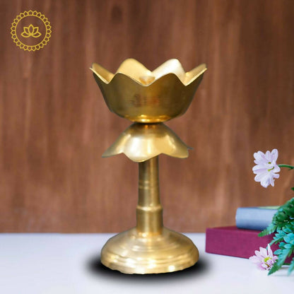Brass Lotus Diya With Stand - Distacart