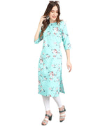 Thumbnail for Vamika Sky Blue French Crepe Printed Party Wear/Casual Wear Kurti - Distacart