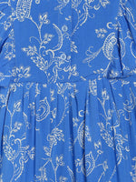 Thumbnail for Manet Girls Cotton Frill Sleeve Frock Big Flower Print - Blue - Distacart