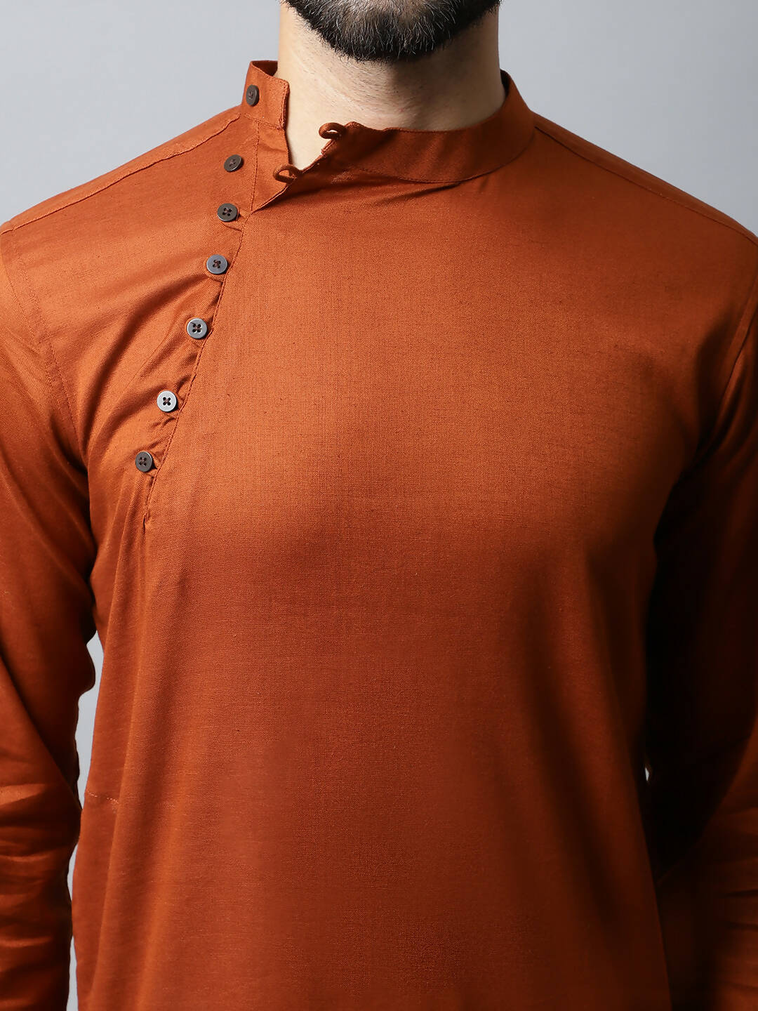 Even Apparels Brown Color Pure Cotton Men's Kurta With Side Placket (SLD1137) - Distacart