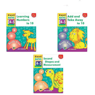 Excel Maths Early Skills Ages 4-5 Year Books for Junior kg| Set of 3| Learn Numbers Add & Take Away, Shapes, Measurement - Distacart