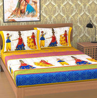 Thumbnail for Vamika Printed Cotton Multicolor Beautiful Design Bedsheet With Pillow Covers