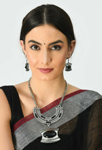 Thumbnail for Mominos Fashion Johar Kamal Oxidised Silver-Plated Stone Work Long Necklace Handicraft - Distacart