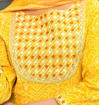 Thumbnail for Yufta Women Mustard Handblock Printed Kurta with Trouser & Dupatta