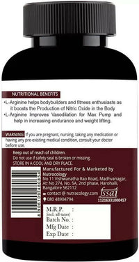 Thumbnail for Nutracology L Arginine 1000mg Nitric Oxider Booster For Muscle Gain & Strength Capsules - Distacart