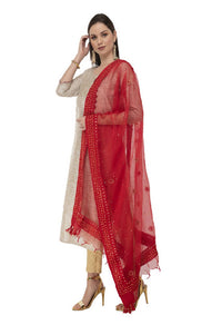 Thumbnail for Mominos Fashion Red Orgenza Nug Embroidery Dupatta
