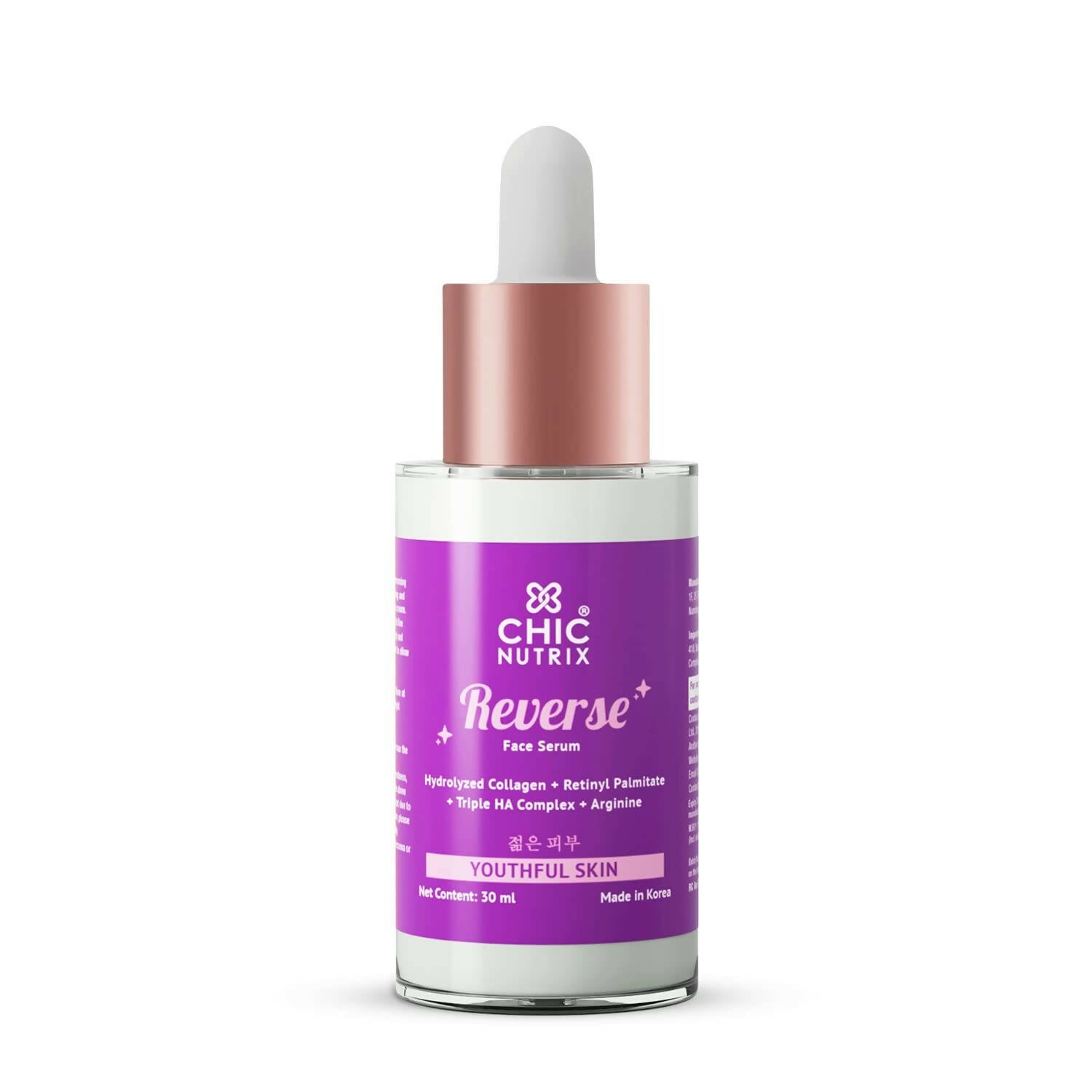 Chicnutrix Reverse – Anti Aging Serum with Hydrolyzed Collagen Retinyl Palmitate, Triple HA Complex & Arginine for Youthful Skin - Distacart
