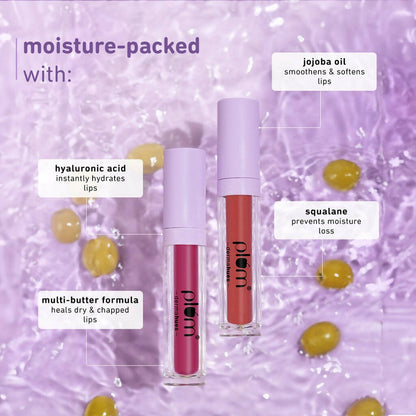 Plum Glassy Glaze Lip Lacquer 3-in-1 Lipstick + Lip Balm + Gloss 01 Pink Whisper - Distacart