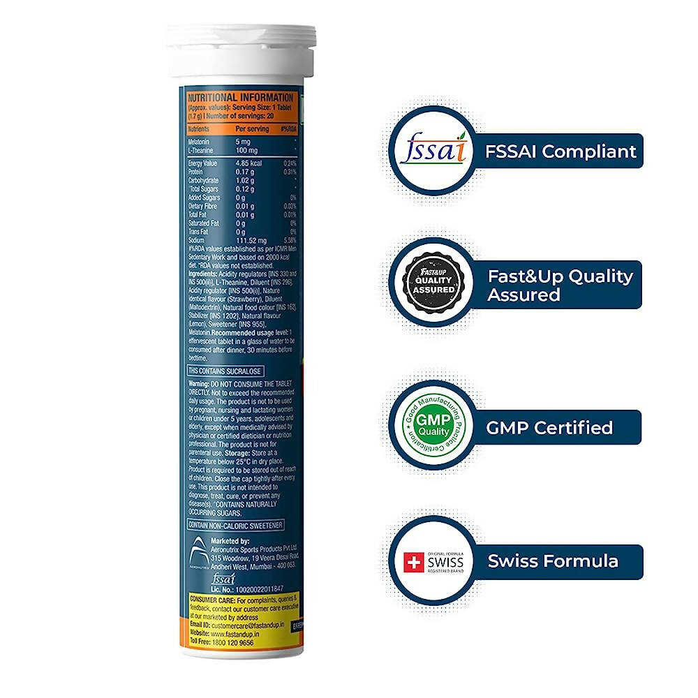 Fast&Up Melatonin Effervescent Tablets – Strawberry Flavor - Distacart
