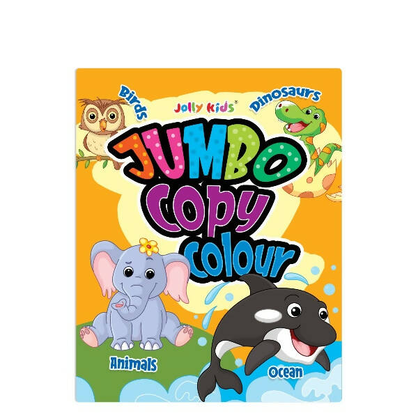 Jolly Kids Jumbo Copy Colouring Books for Kids| Fun Colouring Activity Books: Birds, Dinosaurs, Animals & Ocean| Ages 3-10 Years - Distacart