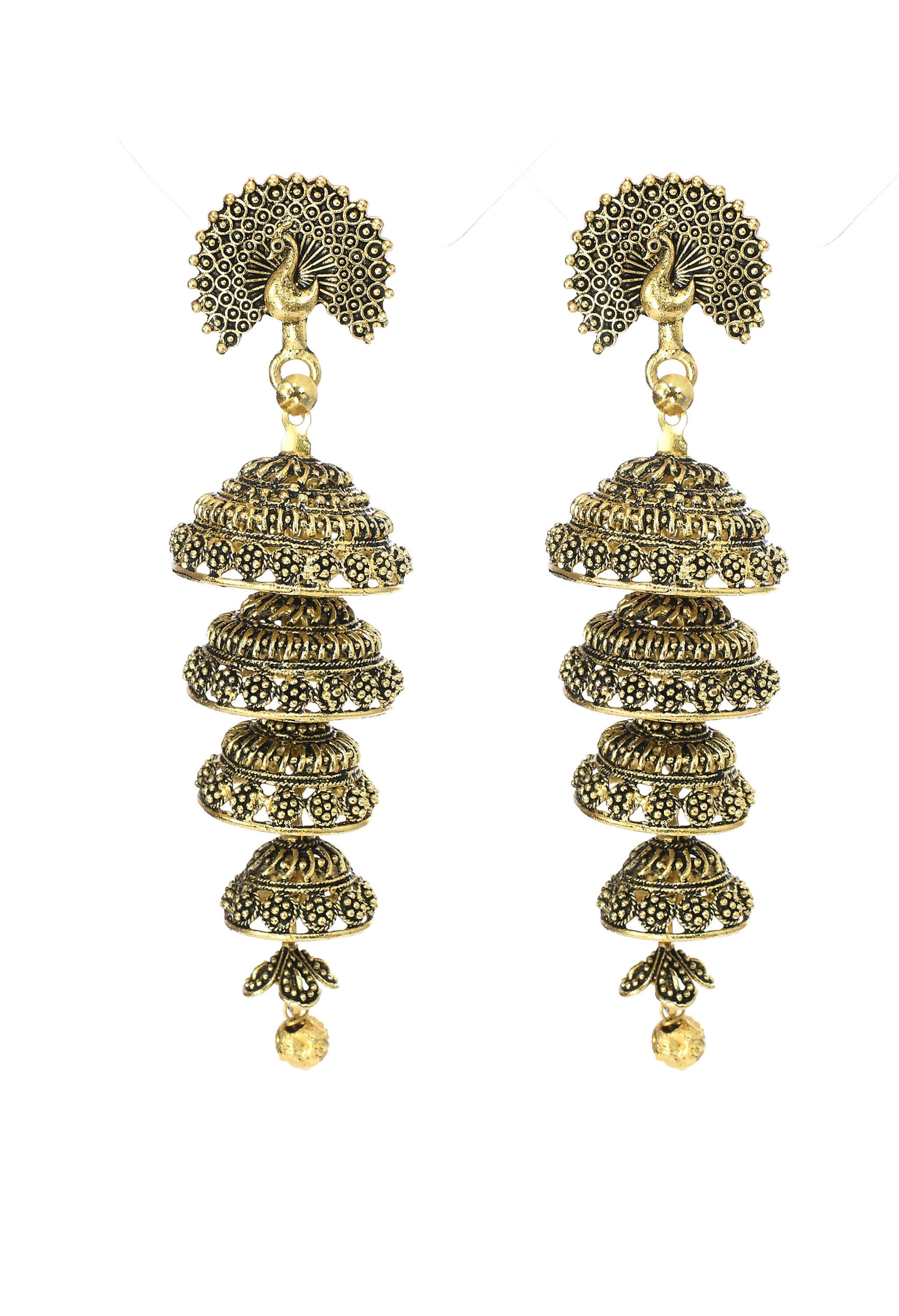 Mominos Fashion Johar Kamal Peacock Design Golden Colour Earrings - Distacart