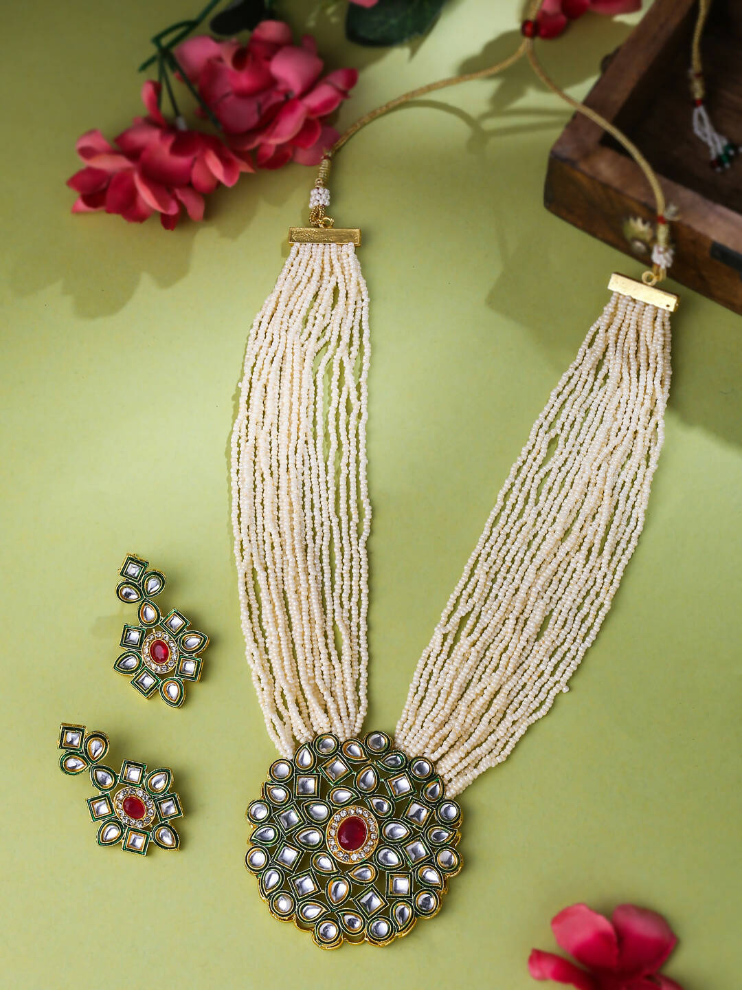 NVR Women Gold-Plated Kundan Studded Jewellery Set - Distacart