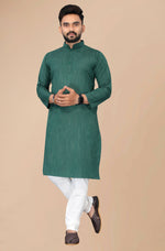 Thumbnail for Men's Green Striped Cotton Kurta - Mahotsav - Distacart
