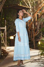Thumbnail for Juniper Women Blue Rayon Printed Tiered Dress - Distacart