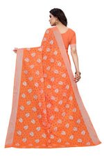 Thumbnail for Vamika Orange Color Linen Zari Border Saree