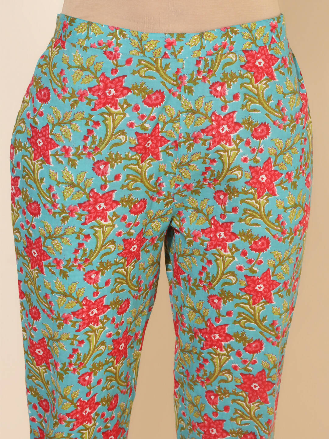 Janasya Women's Blue Cotton Printed Casual Peplum Co-ords - Distacart