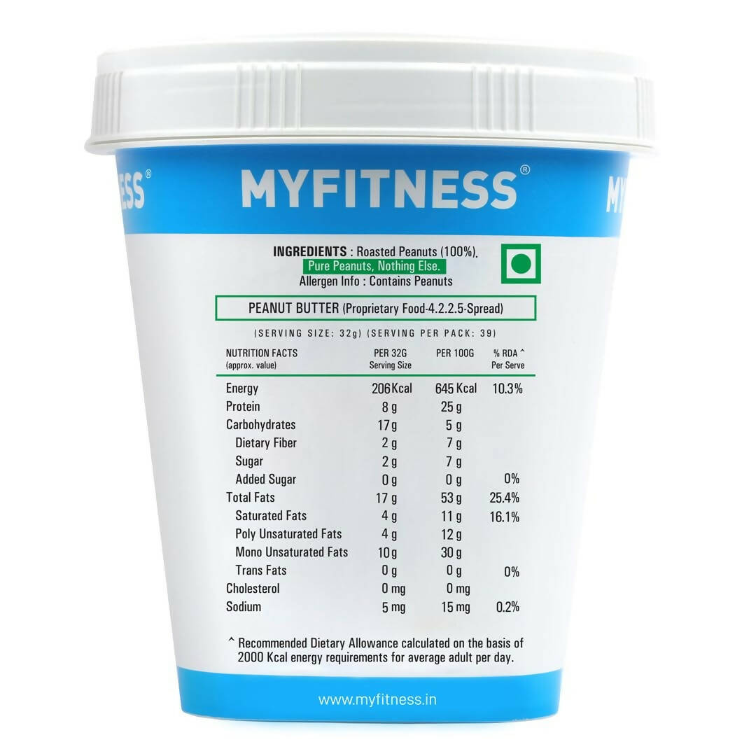 Myfitness Unsweetened Natural Peanut Butter Smooth - Distacart