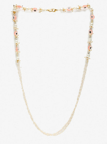Pink Gold-Toned Evil Eye Beaded Mask Chain - Ruby Raang - Distacart