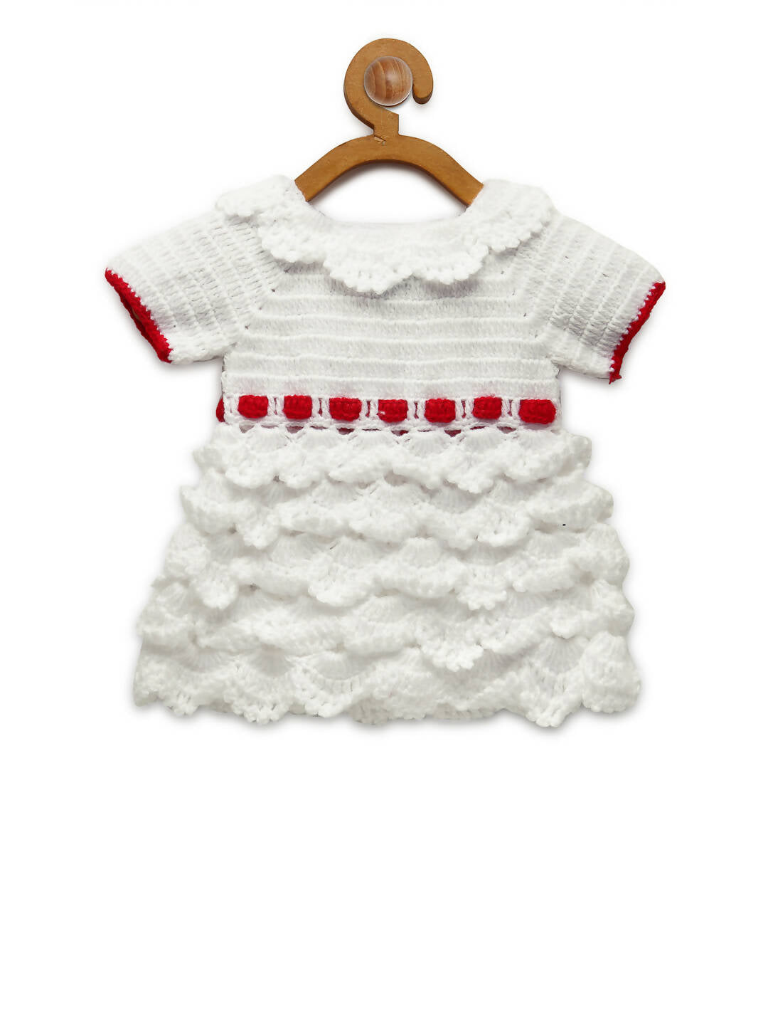 ChutPut Hand knitted Cinderella Wool Dress with Head band - White - Distacart