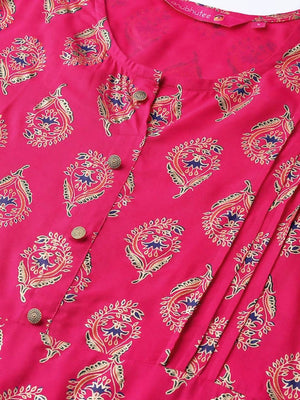 Anubhutee Pink & Golden Printed Straight Kurta - Distacart