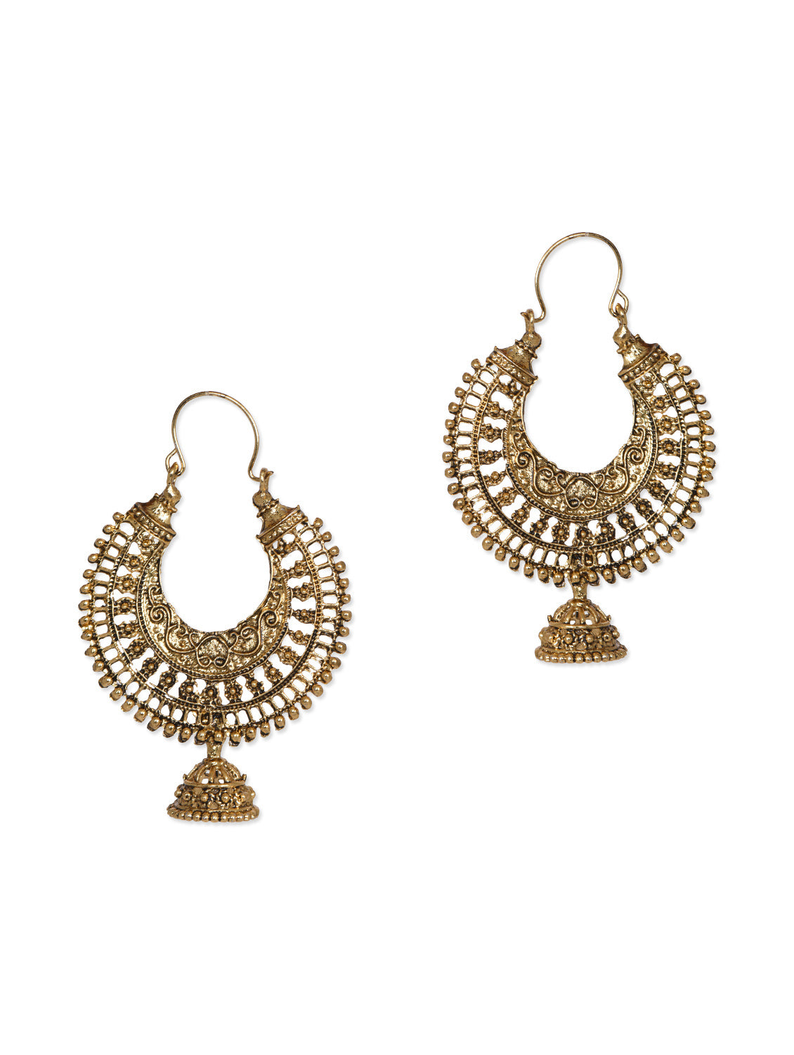 Gold-Plated Alloy Golden Round Hoop Style Earrings - The Pari - Distacart