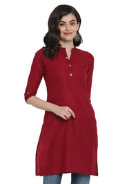Thumbnail for NOZ2TOZ Maroon Solid Cotton Straight Kurta - Distacart