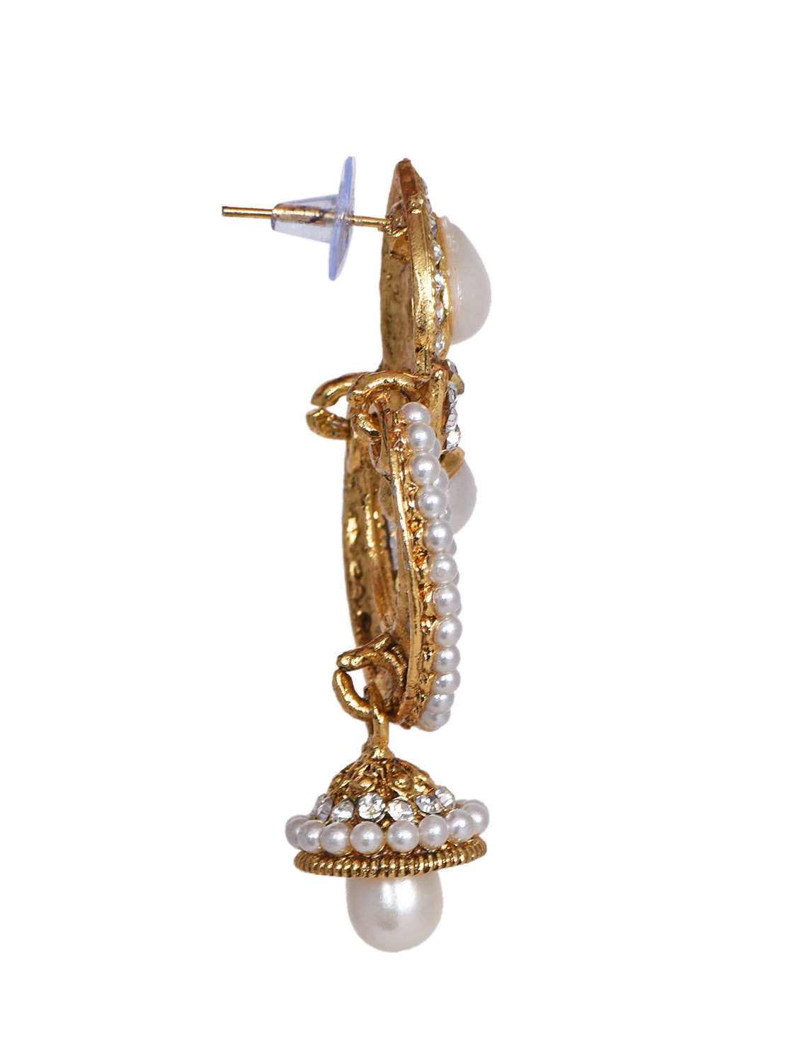 Gold-Plated Alloy Traditional Look Pearl Studded Earrings - The Pari - Distacart
