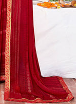 Thumbnail for Red Georgette Foil Printed Saree with Unstitched Blouse Piece - Avika - Distacart