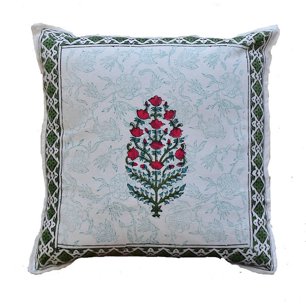 The Decor Nook Red Floral With Green Border Cushion Cover - Distacart